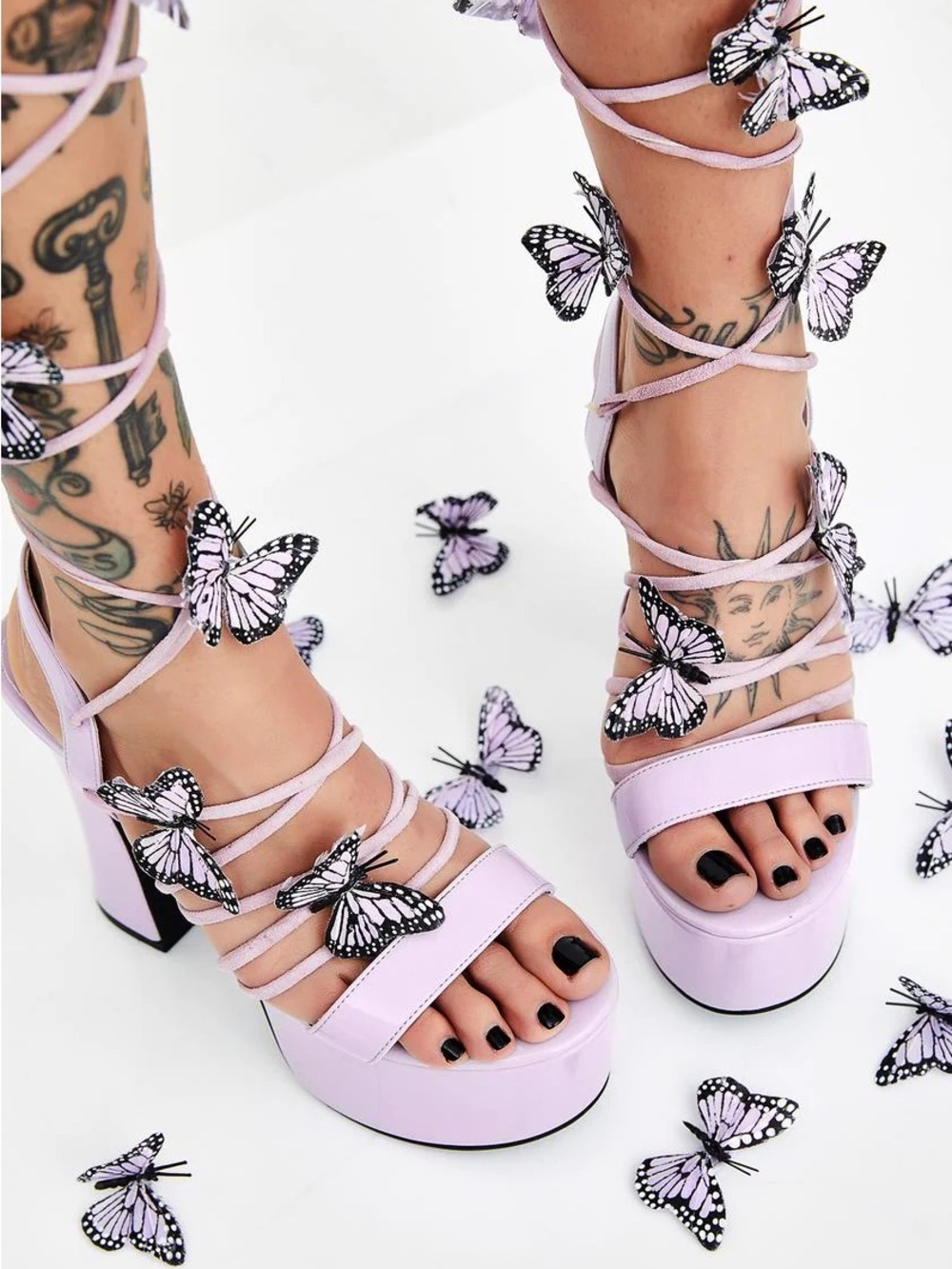 Dolls Kill Sugar Thrillz Lilac Butterfly Heels